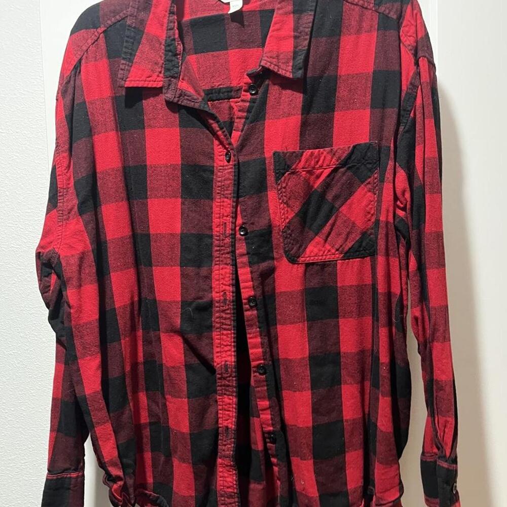 Time and Tru Red Plaid Flannel Shirt